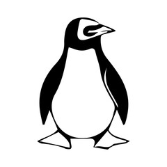 black silhouette penguin logo with transparent background png