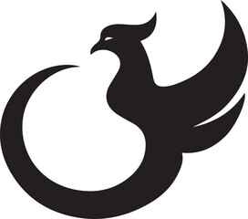 Fototapeta premium phoenix logo design icon silhouette style flat and minimal vector art illustration on a white background.