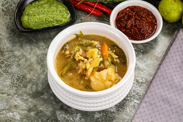 Chinese wonton soup with dumplings