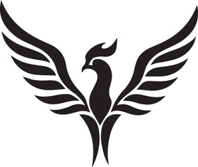 Fototapeta premium phoenix logo design icon silhouette style flat and minimal vector art illustration on a white background.