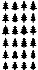Obraz premium Midnight Forest: Simple Black Silhouette Christmas Trees AI Generated