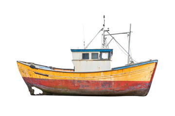 Naklejka premium Fishing boat image provides a clean marine look for ocean graphics or seaside promotional materials