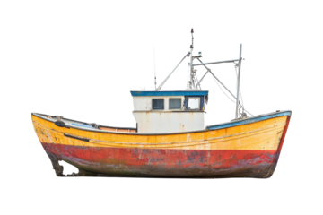 Fishing boat image provides a clean marine look for ocean graphics or seaside promotional materials