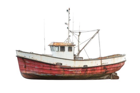 Small fishing boat floats alone perfect for coastal artwork or ocean themed visual compositions