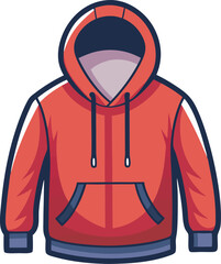 A detailed vector art illustration of a hooded sweatshirt, showcasing clean lines, realistic folds, and modern casual style for graphic design.