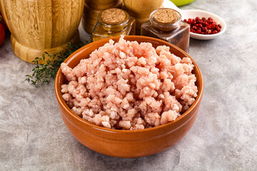 Homemade Raw pork minced meat