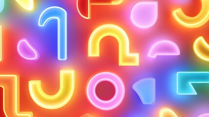 Vibrant Neon Shapes Pattern