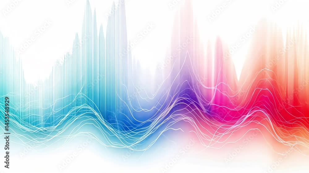 Poster colorful soundwave spectrum: a vibrant and dynamic visual representation of sound waves, rendered in