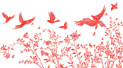 tree, vector, flower, nature, autumn, leaf, design, illustration, branch, christmas, pattern, decoration, floral, star, leaves, season, plant, spring, red, art, frame, heart, holiday, bird, maple