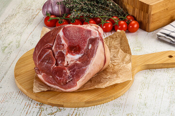 Raw pork knuckle for cooking