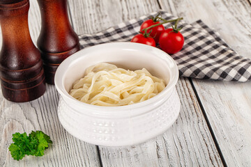 Boiled wheat asian udon noodles