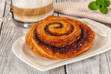 Homemade cinnabon swirl pastry with cinnamon