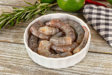 Raw peeled shrimp for cooking