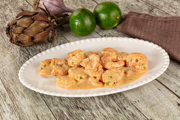 Prawn in white cream sauce