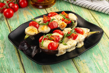 Baked eggplant with cherry and mozzarella