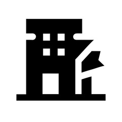 Icon of a damaged building to signify destruction or disrepair