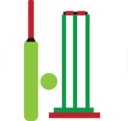 Print Cricket bat ball and wicket Vector Image