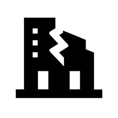 Icon of a damaged building to signify destruction or disrepair