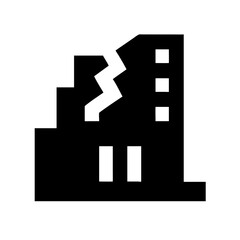 Icon of a damaged building to signify destruction or disrepair