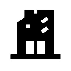 Icon of a damaged building to signify destruction or disrepair