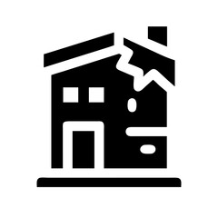 Icon of a damaged building to signify destruction or disrepair