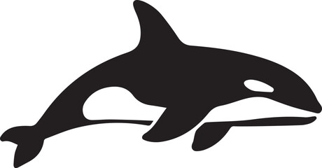 Obraz premium Orca logo design icon silhouette style flat and minimal vector art illustration on a white background. 