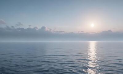 Obraz premium Gentle, ethereal light blue gradient, suggesting a tranquil, hazy seascape , art, visual, relaxing