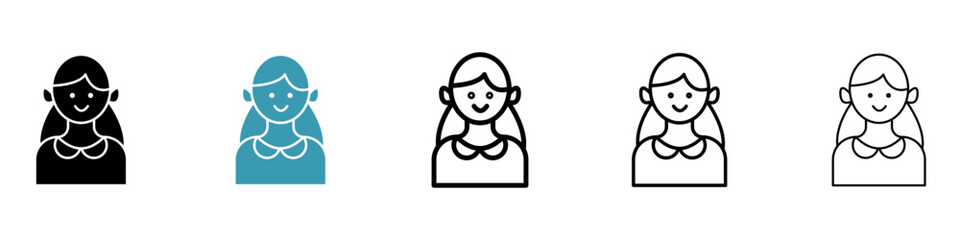 Girl icon. Design for web and mobile app. Vector illustration