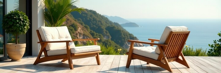 Sleek wooden chairs ideal for decks, gardens, terraces , patio chairs, modern design