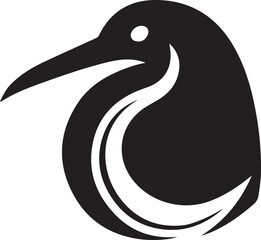 Obraz premium Ibis bird logo design icon silhouette style flat and minimal vector art illustration on a white background.