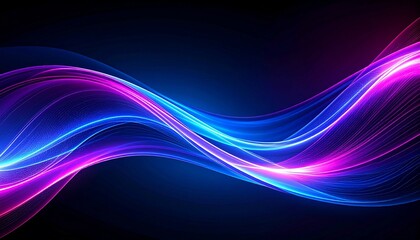 Fototapeta premium Twisting neon lines in blue and pink on dark background