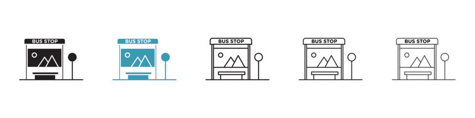 Bus stop shelter ad icon. Design for web and mobile app. Vector illustration