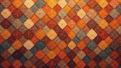 Geometric tapestry pattern, muted earth tones, interior, surface, brown