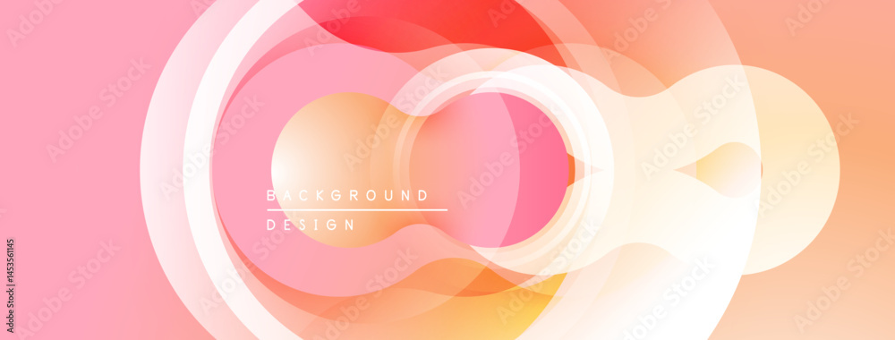 Poster Abstract design features overlapping circles. Warm colors blend, creating soft gradients. Minimalist aesthetic, modern feel.