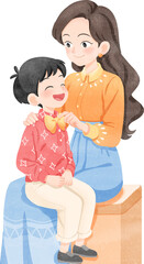 Mother's Day mother-daughter interaction festival illustration poster