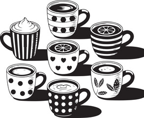 Obraz premium Coffee SVG – Hot Drink Silhouette for Mugs & Cafe DecorCoffee Cup Clipart – Cozy Morning SVG for Signs & ShirtsCoffee Beans & Mug Vector – Perfect for Cricut CraftsCafé Logo Elements – Coffee Ic