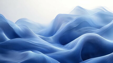 Serene Blue Smoke: Abstract Wave Art Print
