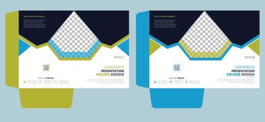 Simple clean creative modern editable minimal elegant corporate professional company business luxury marketing presentation document file folder design template blue green colors.