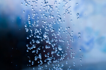 water drops on blue background