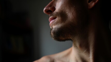 Obraz premium A man's intense gaze, lost in thought; quiet determination in a moment of focus. 