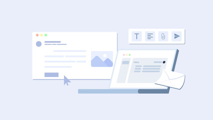 Email marketing services on laptop illustration vector