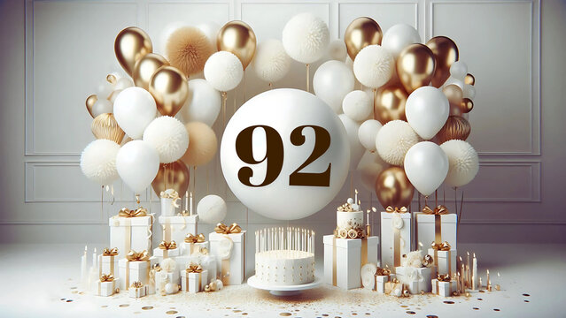 92 number design  Balloon birthday anniversary greeting  92nd  ,ninety two