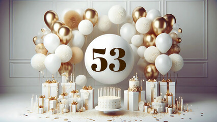 53 number design  Balloon birthday anniversary greeting  53rd  ,fifty three