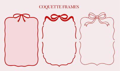 Coquette Frame SVG Set – Bow Ribbon Border, Ribbon Square, and Bow Square Frame Clipart