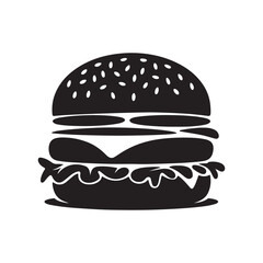  a silhouette burger with white background  with vector design