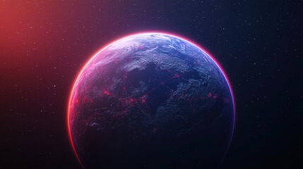 Fototapeta premium Futuristic Earth View with Bright Connections and Cosmic Background Illustrating Global Network Concept