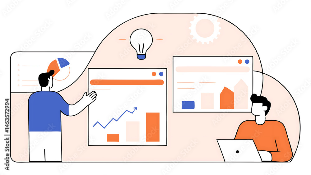 Poster data scientist analyze data for business insight intelligence information on marketing research anal