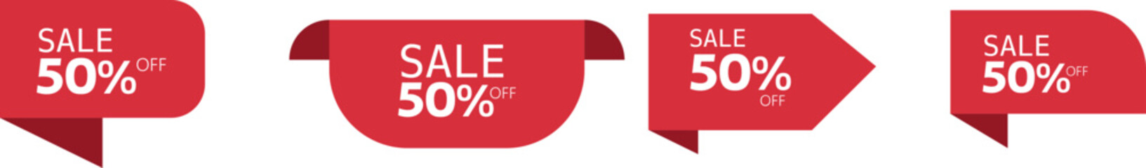Sale Tags and Labels – Vector Shopping Stickers and Promotional Badge Set. 50% off tags

