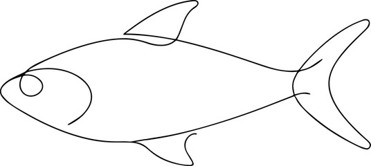 hilsa fish outline one line vector drawing
