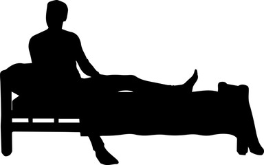 man on bed silhouette vector